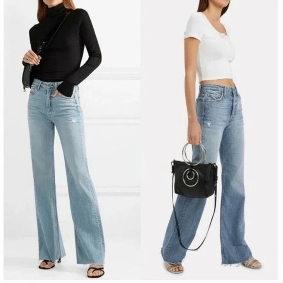 GRLFRDN DENIM CARLA HIGH WAIST BELL BOTTOMS FLARE WIDE LEG JEANS NEW - Picture 2 of 7